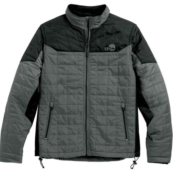 Harley-Davidson® Men's Turret Packable Mid-Layer Jacket, Black/Gray. - Picture 10 of 13